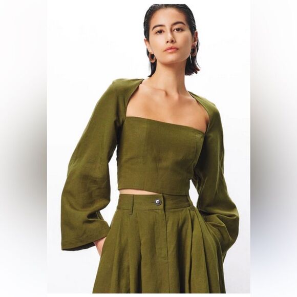 Mara Hoffman Tops - Mara Hoffman Julia top moss cropped size 10, nwt